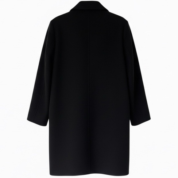 Kenneth Cole Black Notch Collar Single Breasted Womens Size L Fly Front Coat New - Picture 5 of 16